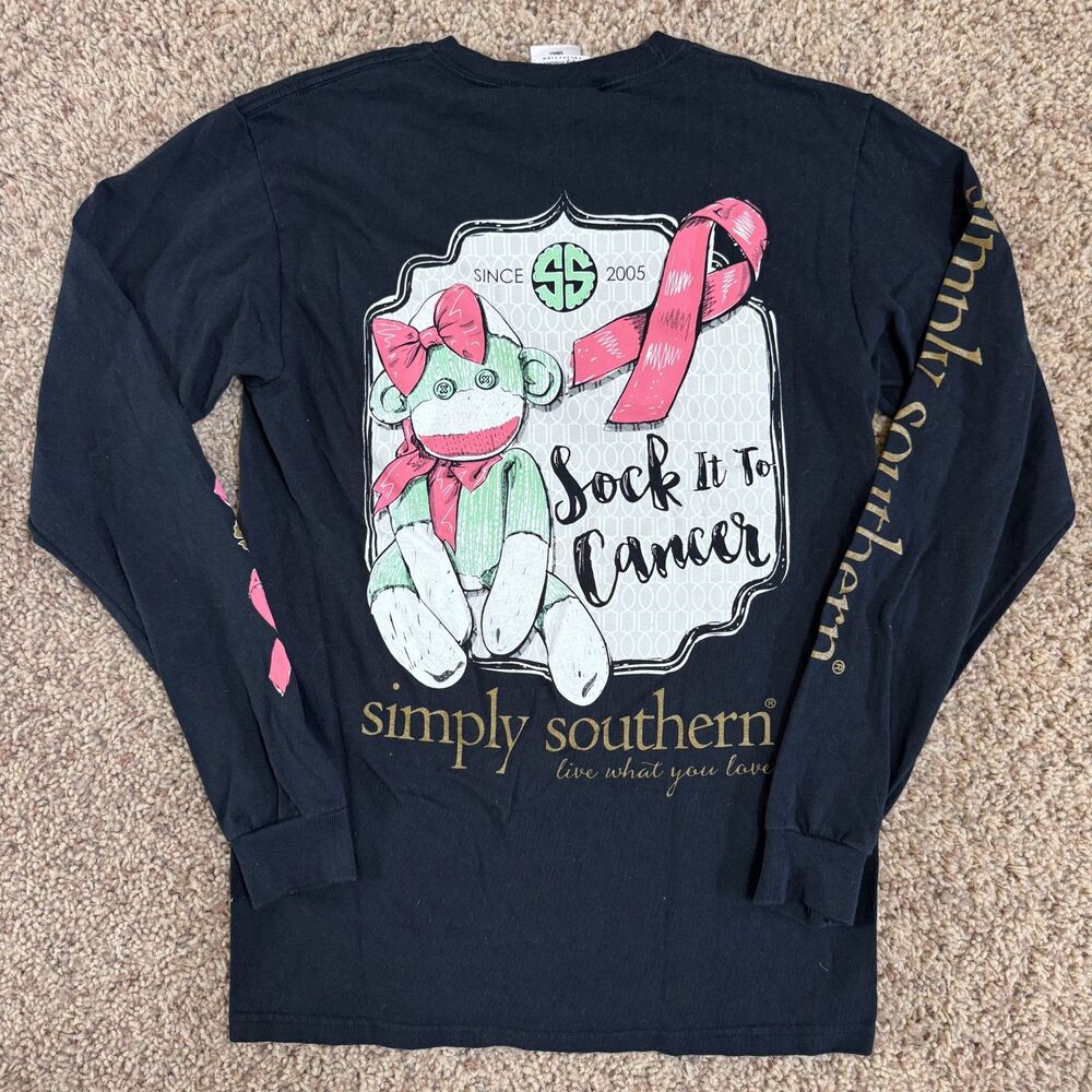 simply southern women size small shirt t-shirt tee navy